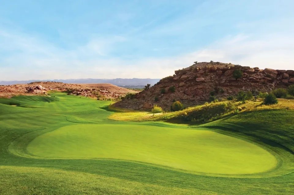 Golf green in the hills of the Yiti coast